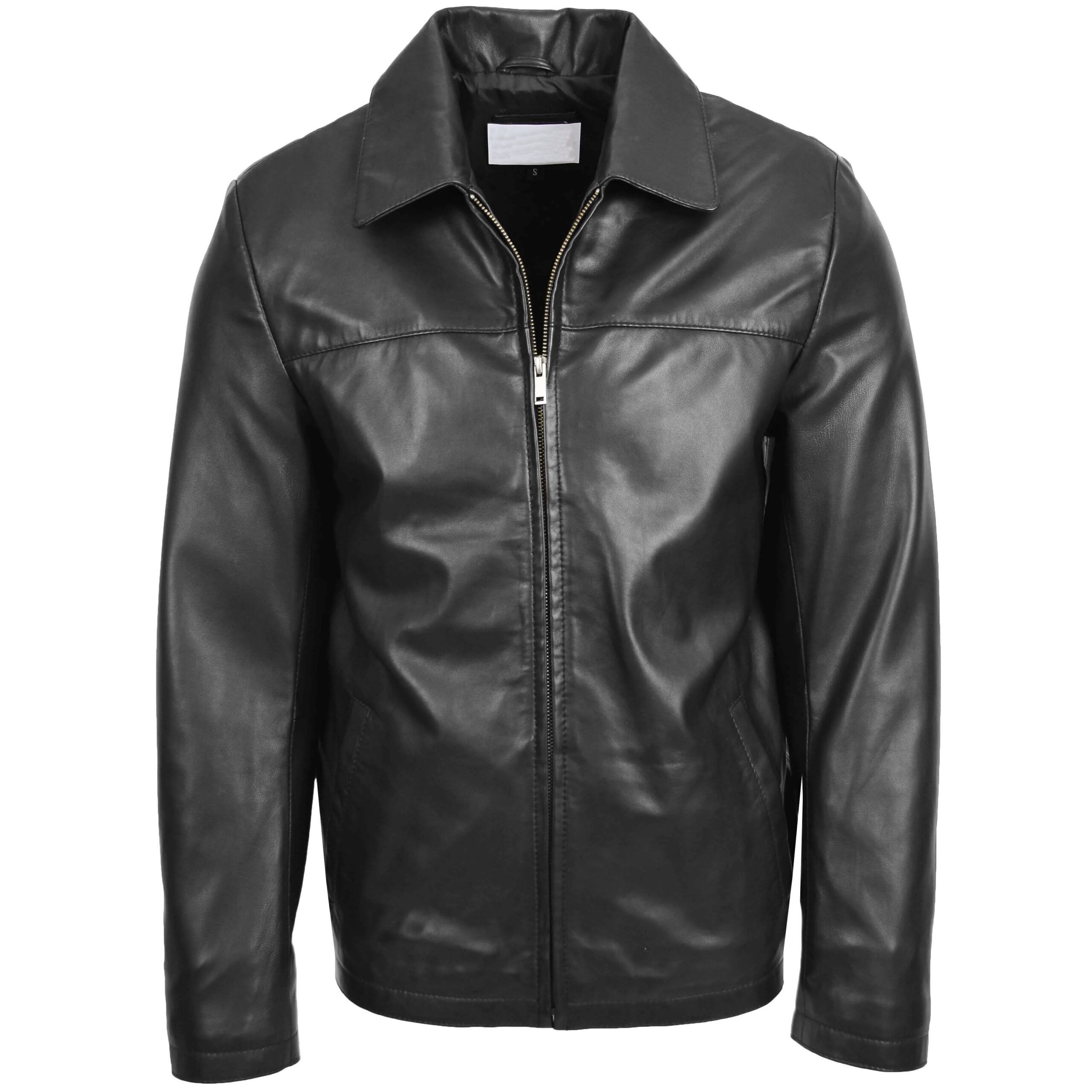 1_fb2100d0-3318-4f40-9a75-4b0a6321a757_3960x Mens Leather Zip Box Harrington Jacket James Nova Black