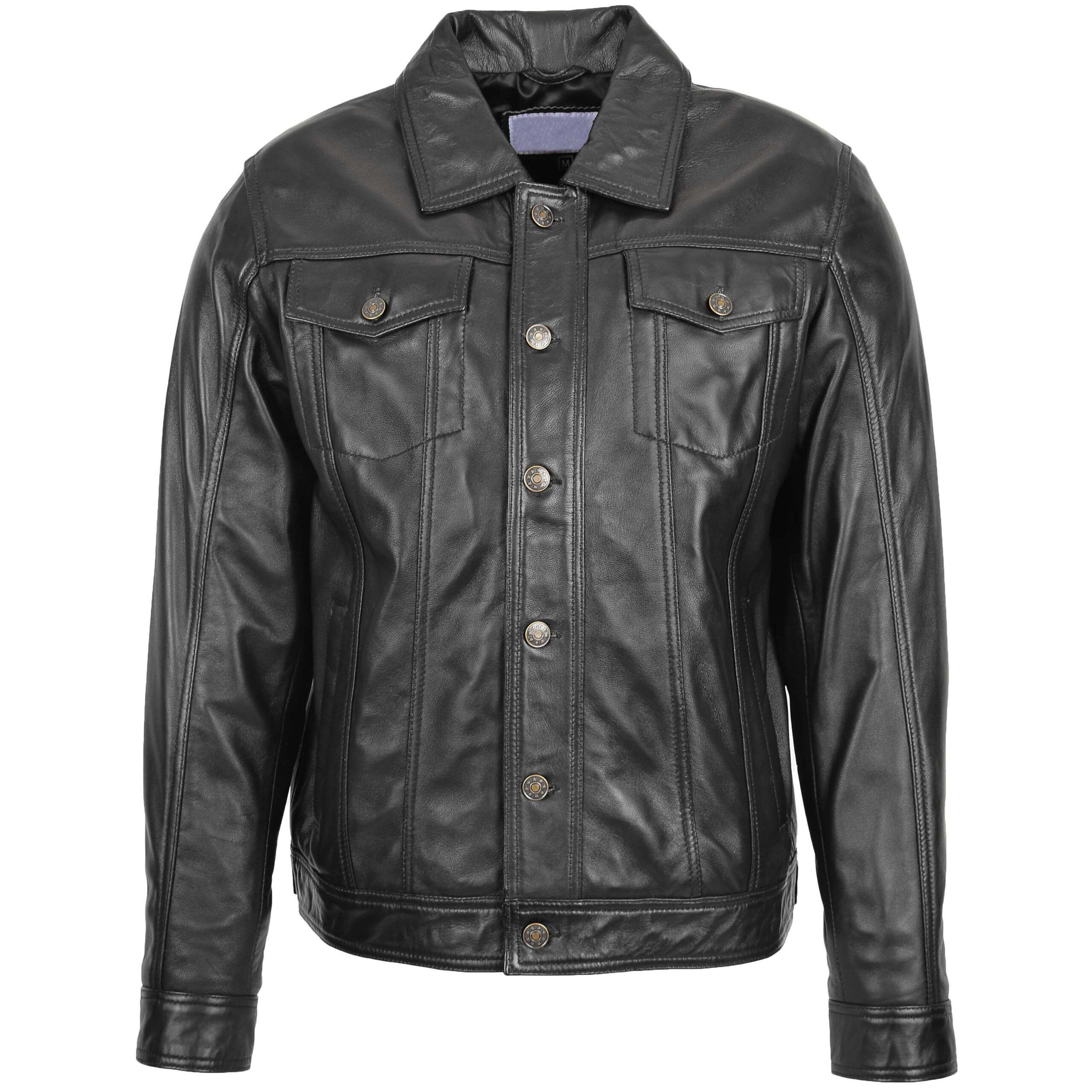Men’s Black Rub Off Leather Biker Jacket Rider Casual Style - Image 1
