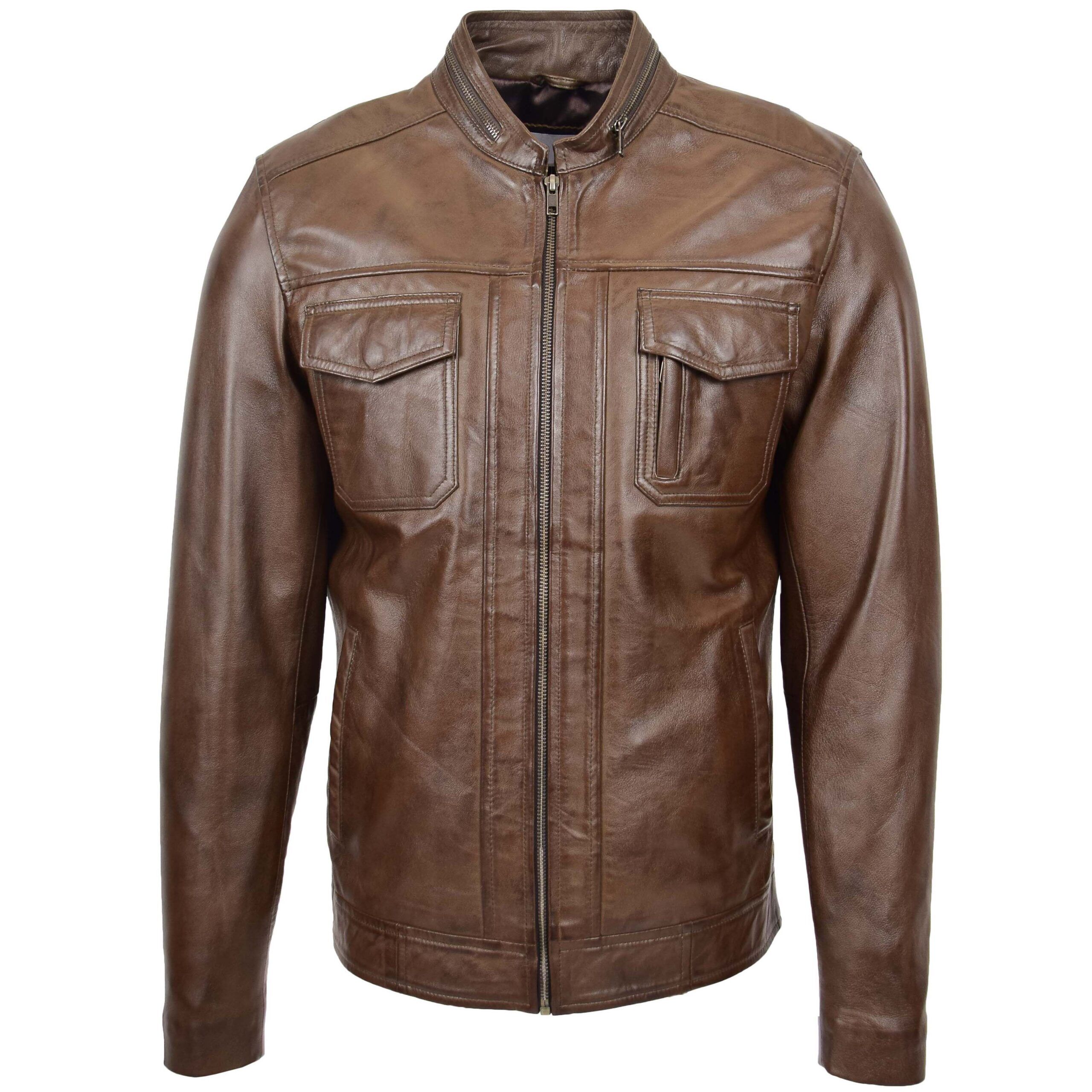 Best Dedo Men Biker Leather Timber Jacket - Image 1
