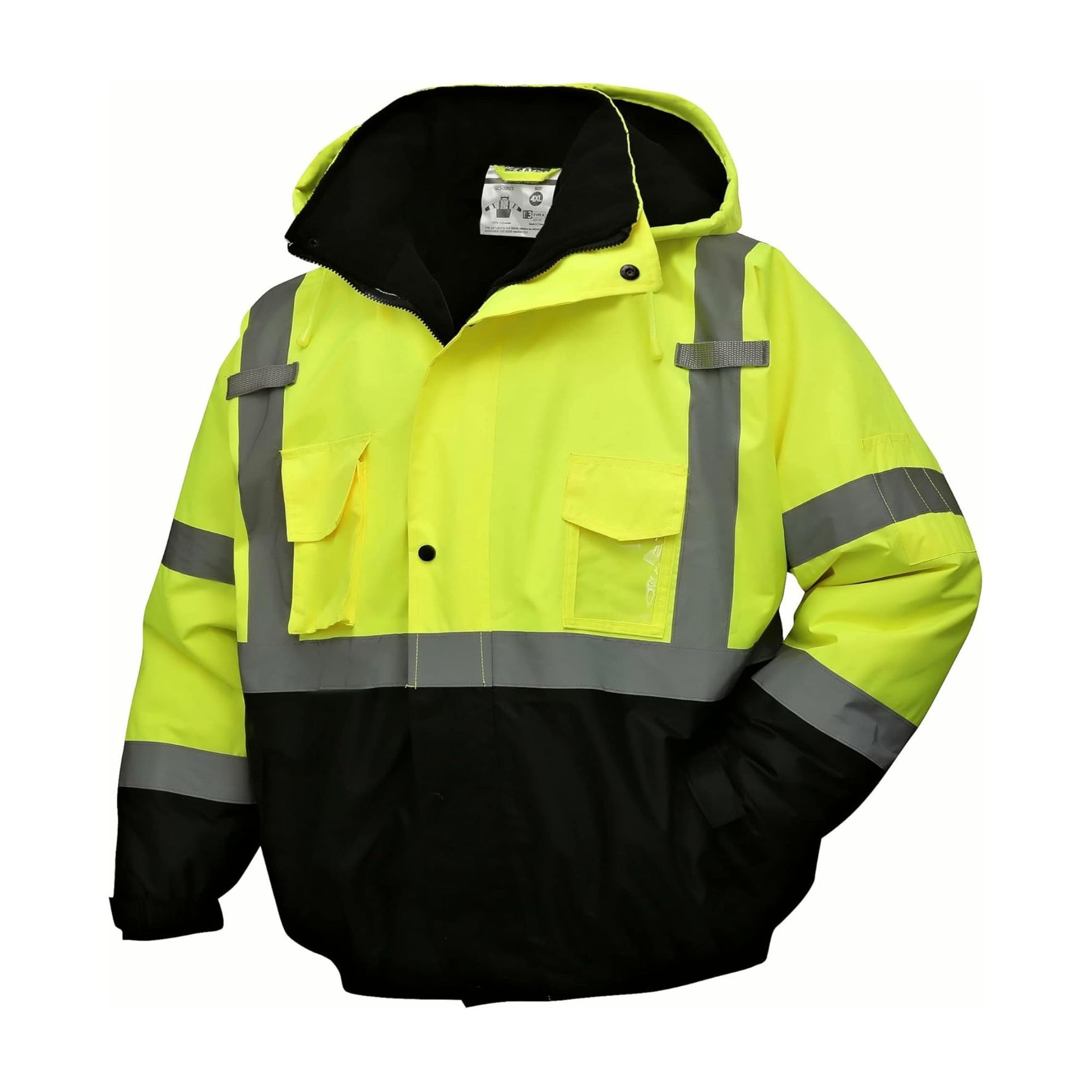 Hi Vis class 3 Waterproof Reflective men's Safety Jacket Yellow Coat - Image 1