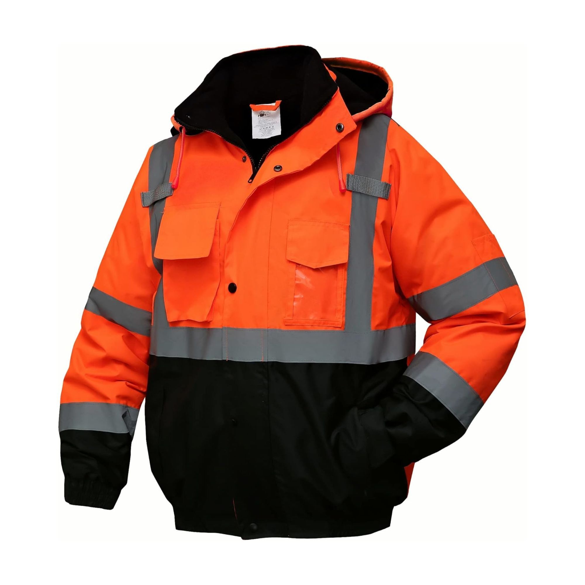 High Visibility Reflective Jackets for Men | Waterproof Class 3 Safety Jacket with Pockets | Hi Vis Orange Coats with Black Bottom - Image 1